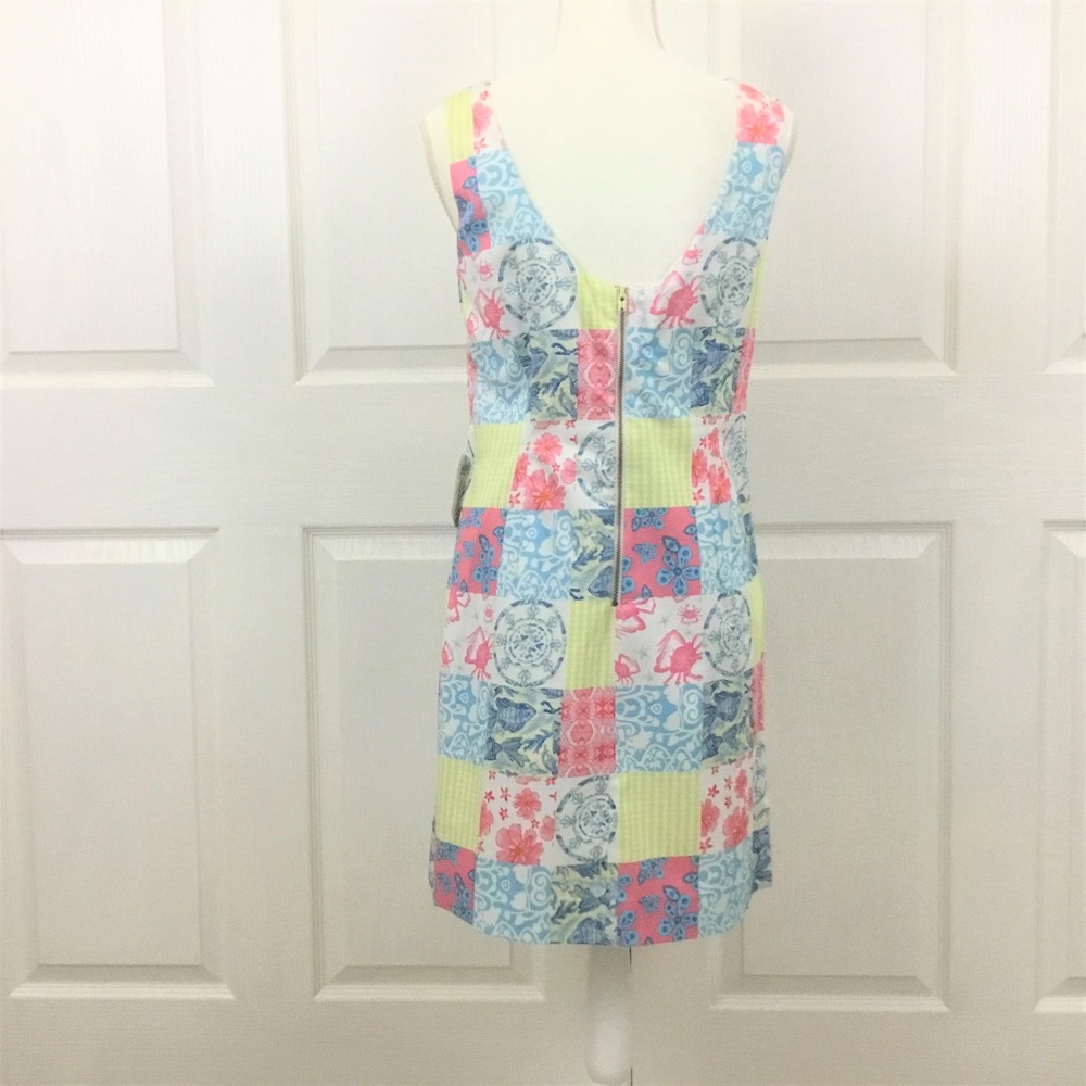 Kaeli Smith Resort Wear Sleeveless Patchwork Print Shift Dress. - Picture 5 of 11